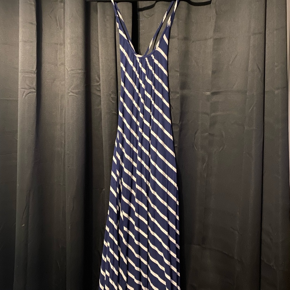 Blue and White striped dress.